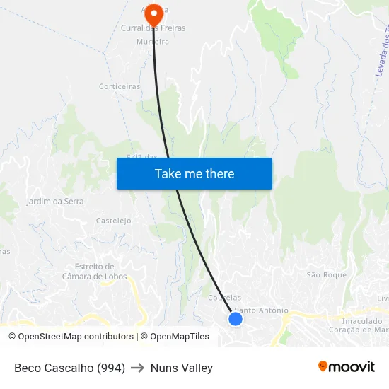 Beco Cascalho (994) to Nuns Valley map