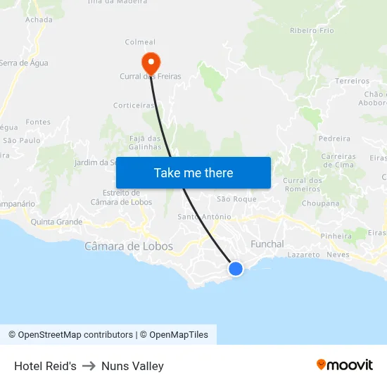 Hotel Reid's to Nuns Valley map