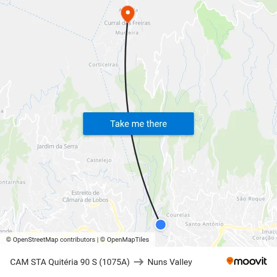 CAM STA Quitéria  90  S (1075A) to Nuns Valley map