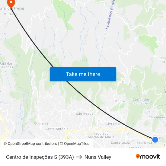 Centro de Inspeções  S (393A) to Nuns Valley map