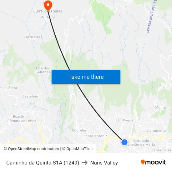 Caminho da Quinta  S1A (1249) to Nuns Valley map
