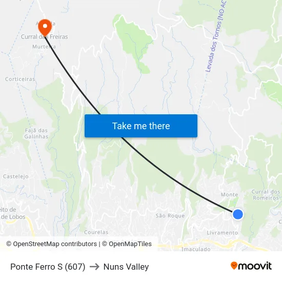 Ponte Ferro  S (607) to Nuns Valley map