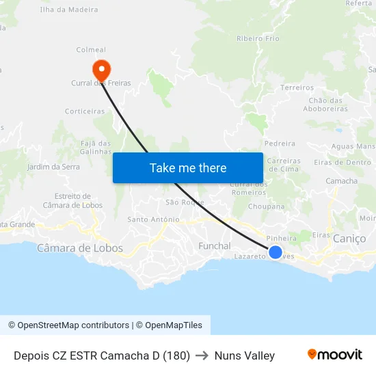 Depois CZ ESTR Camacha  D (180) to Nuns Valley map