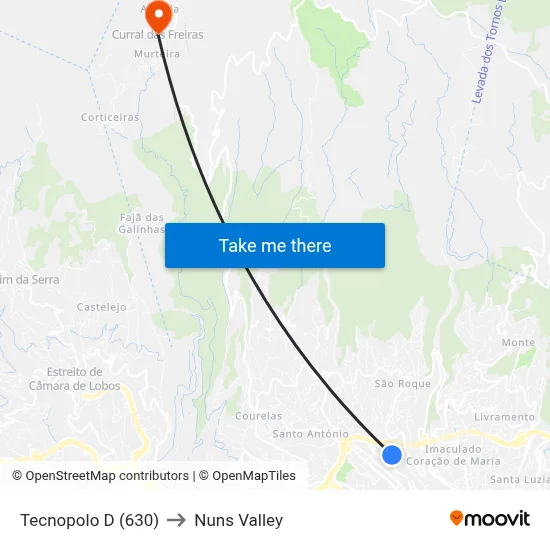 Tecnopolo  D (630) to Nuns Valley map