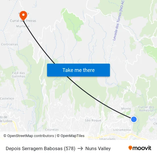 Depois Serragem  Babosas (578) to Nuns Valley map