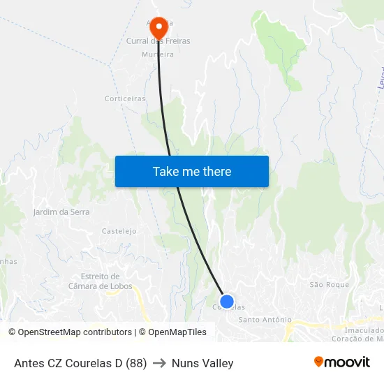 Antes CZ Courelas  D (88) to Nuns Valley map