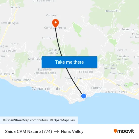 Saída CAM Nazaré (774) to Nuns Valley map