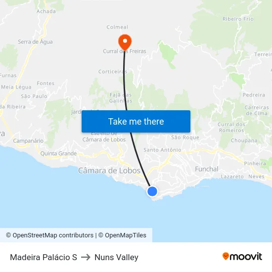 Madeira Palácio  S to Nuns Valley map