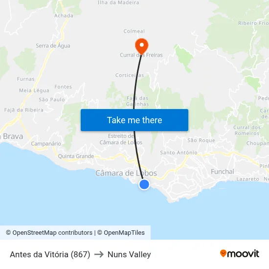 Antes da Vitória (867) to Nuns Valley map