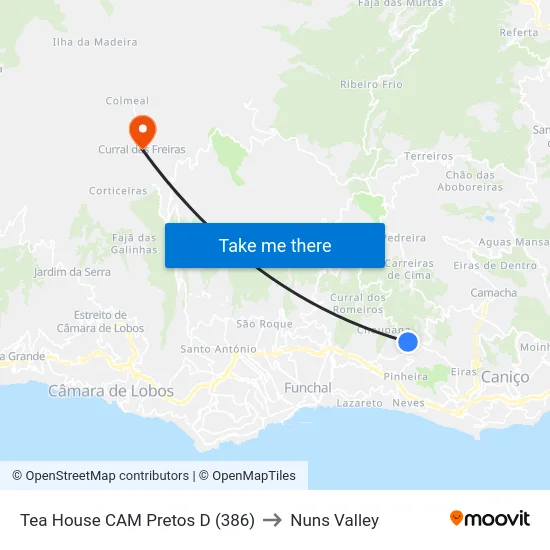 Tea House  CAM Pretos  D (386) to Nuns Valley map