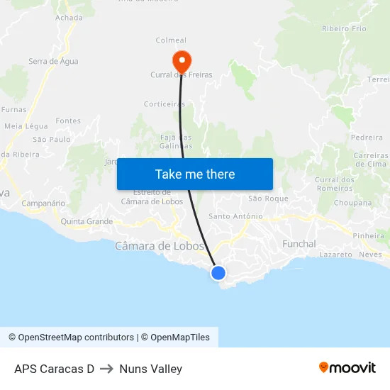 APS Caracas  D to Nuns Valley map
