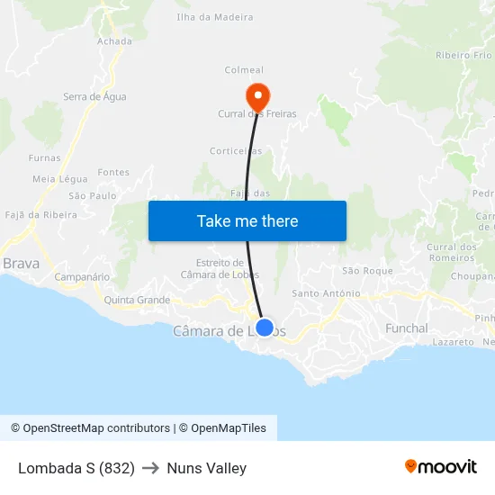 Lombada  S (832) to Nuns Valley map