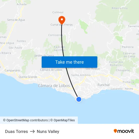 Duas Torres to Nuns Valley map
