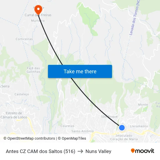 Antes CZ CAM dos Saltos (516) to Nuns Valley map