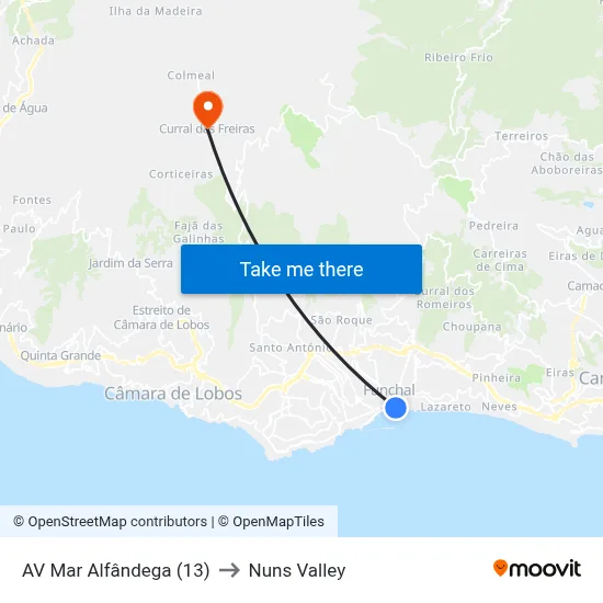 AV Mar  Alfândega (13) to Nuns Valley map