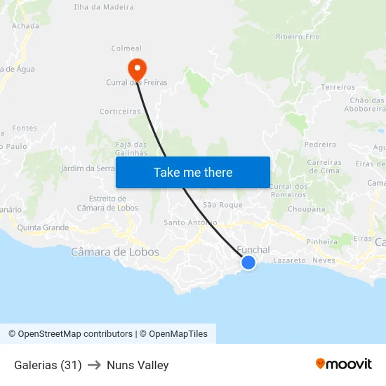 Galerias (31) to Nuns Valley map