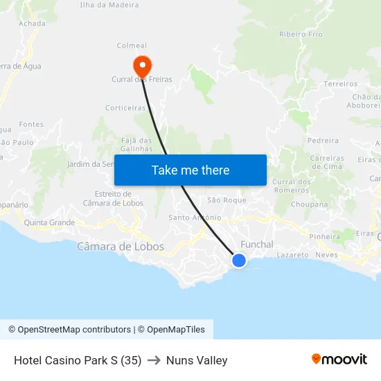 Hotel Casino Park  S (35) to Nuns Valley map