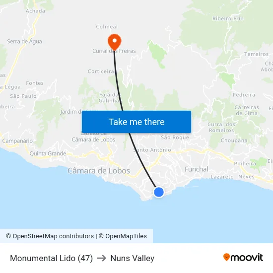 Monumental Lido (47) to Nuns Valley map
