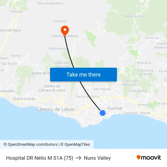 Hospital DR Nélio M  S1A (75) to Nuns Valley map