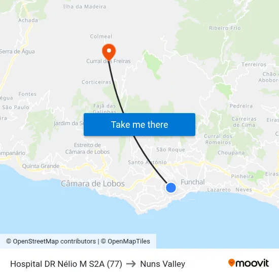Hospital DR Nélio M  S2A (77) to Nuns Valley map