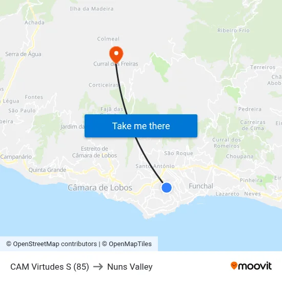 CAM Virtudes  S (85) to Nuns Valley map