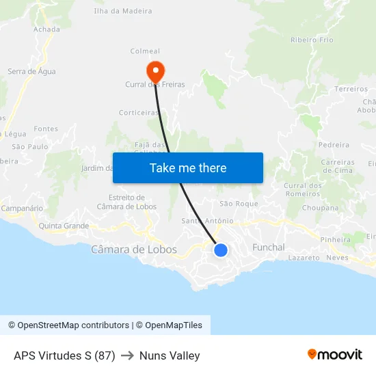 APS Virtudes  S (87) to Nuns Valley map