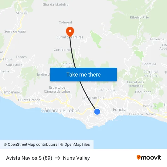 Avista Navios  S (89) to Nuns Valley map