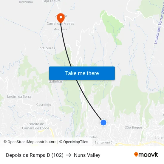 Depois da Rampa  D (102) to Nuns Valley map