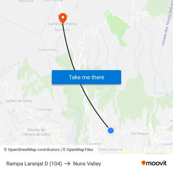 Rampa  Laranjal  D (104) to Nuns Valley map