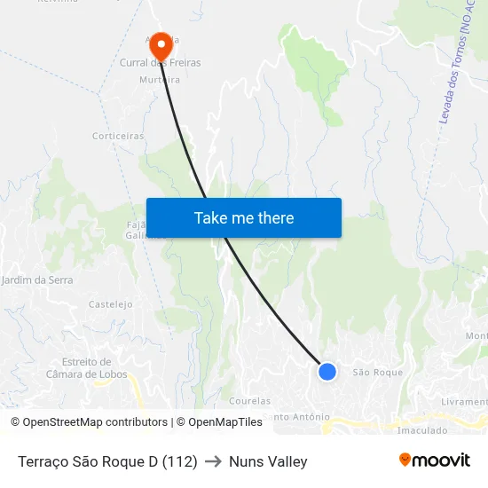 Terraço  São Roque  D (112) to Nuns Valley map