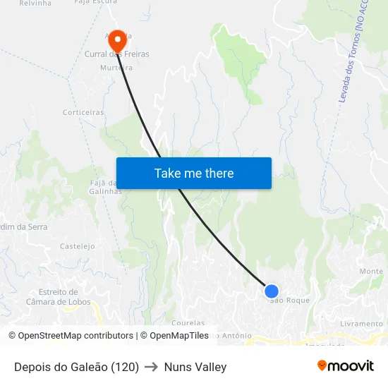 Depois do Galeão (120) to Nuns Valley map