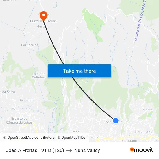 João A Freitas  191  D (126) to Nuns Valley map