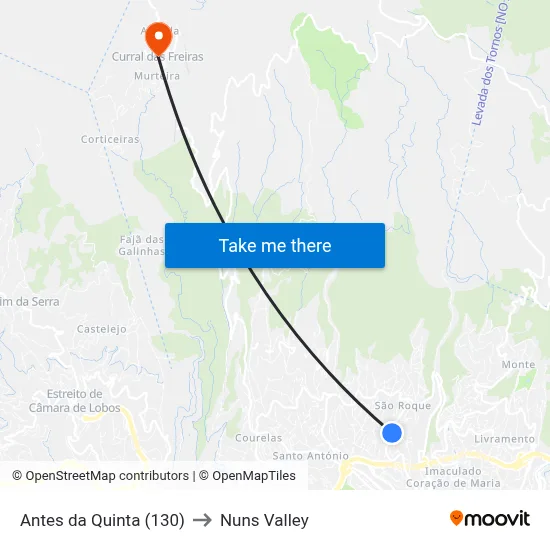 Antes da Quinta (130) to Nuns Valley map