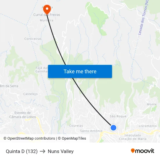 Quinta  D (132) to Nuns Valley map