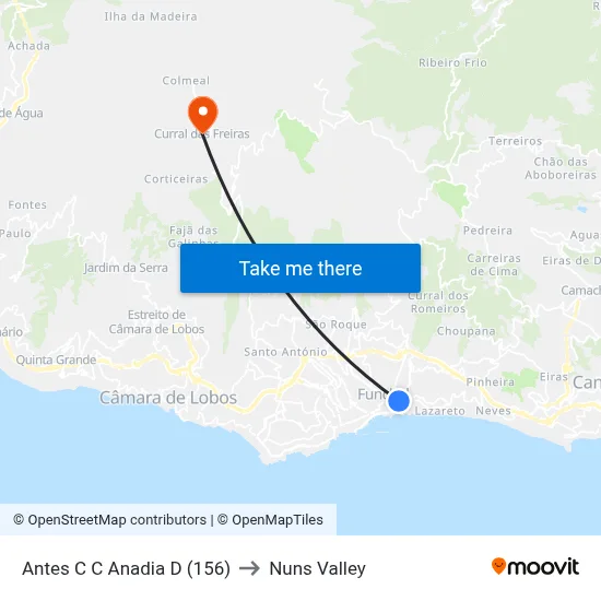 Antes C C Anadia  D (156) to Nuns Valley map
