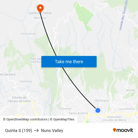Quinta  S (159) to Nuns Valley map