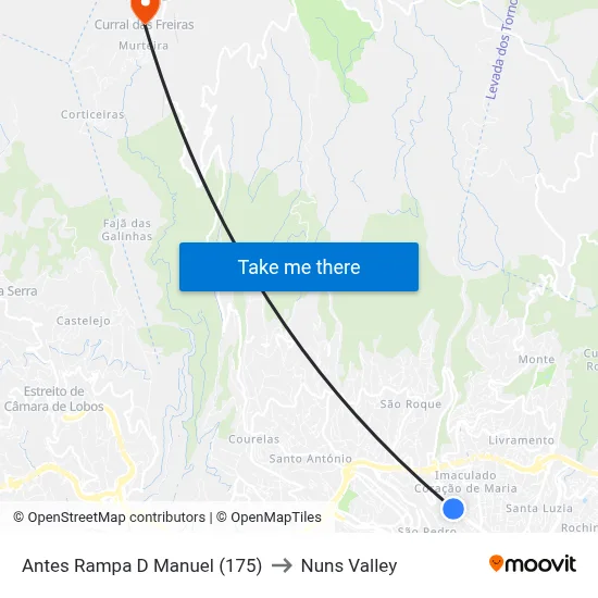 Antes Rampa D Manuel (175) to Nuns Valley map