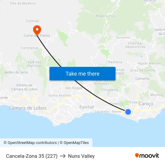 Cancela-Zona 35 (227) to Nuns Valley map