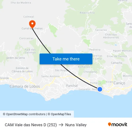 CAM Vale das Neves  D (252) to Nuns Valley map