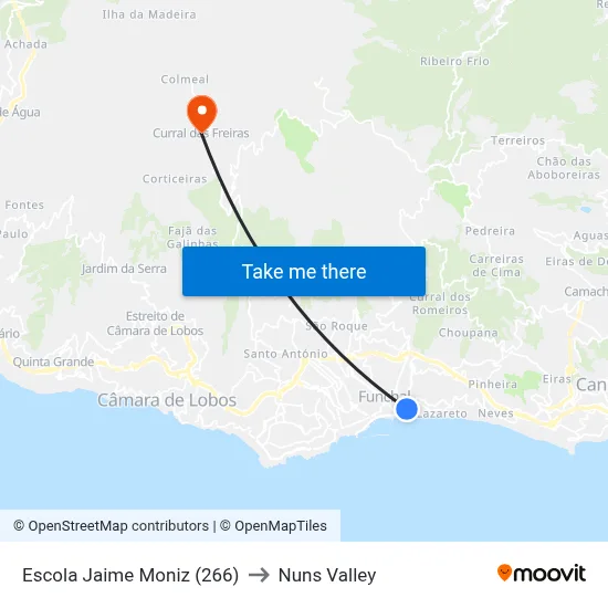 Escola Jaime Moniz (266) to Nuns Valley map