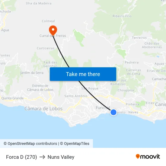 Forca  D (270) to Nuns Valley map