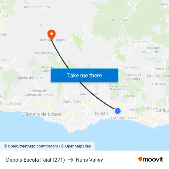 Depois Escola Faial (271) to Nuns Valley map