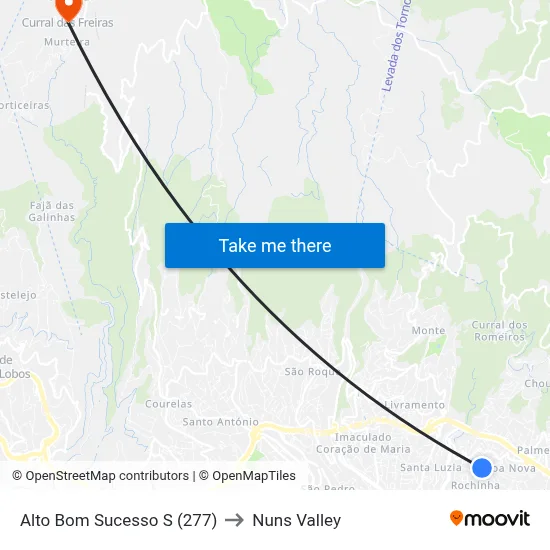 Alto Bom Sucesso  S (277) to Nuns Valley map