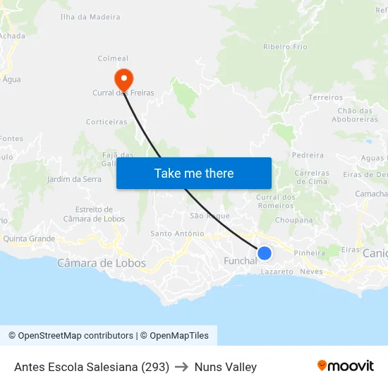 Antes Escola Salesiana (293) to Nuns Valley map