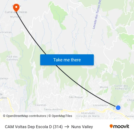CAM Voltas  Dep Escola  D (314) to Nuns Valley map