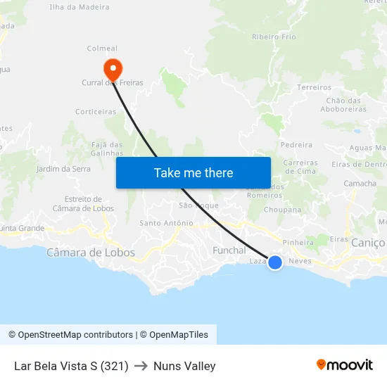 Lar Bela Vista  S (321) to Nuns Valley map