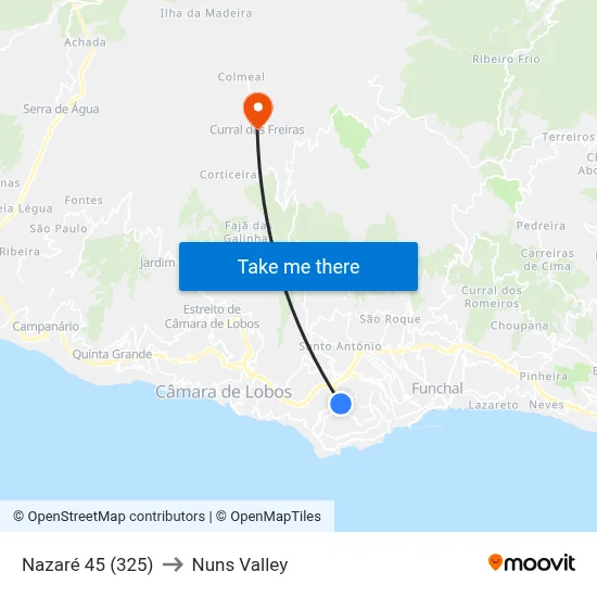 Nazaré  45 (325) to Nuns Valley map