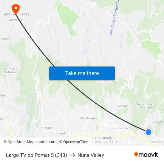 Largo TV do Pomar  S (343) to Nuns Valley map