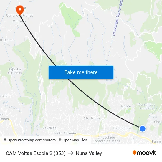CAM Voltas  Escola  S (353) to Nuns Valley map