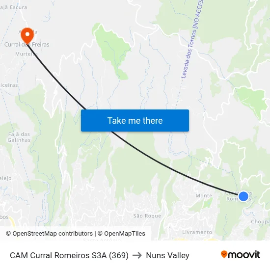 CAM Curral Romeiros  S3A (369) to Nuns Valley map
